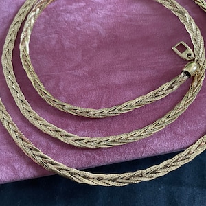 Vintage Napier necklace - 3 strand plaited - long 30 inch. Signed