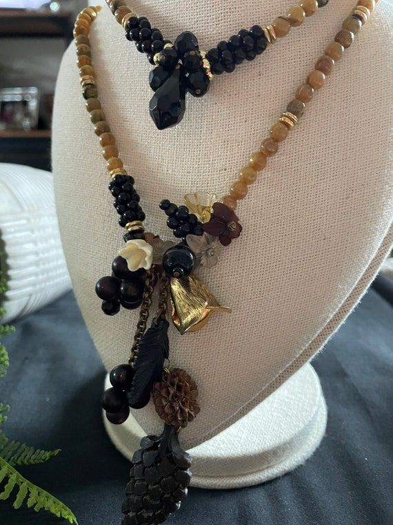 Vintage Art Nouveau style necklace- 2 strand bead… - image 6