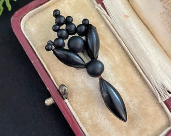 Brooch whitby Jet antique brooch unusual Rare
