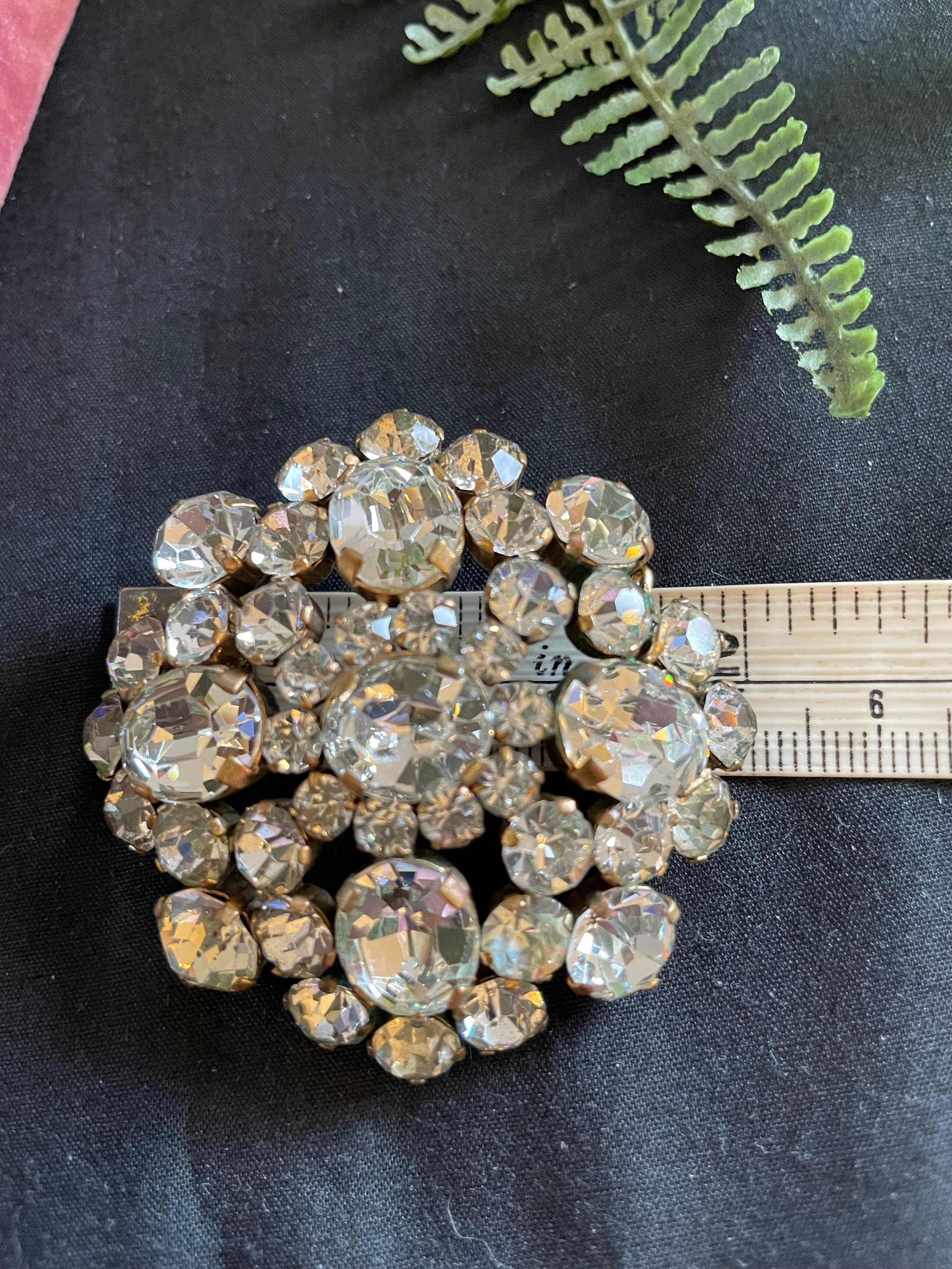 Broche Vintage Imposante En Pâte De Verre Rouge Et Argent Massif - Poids 59g - Modèle #H5
