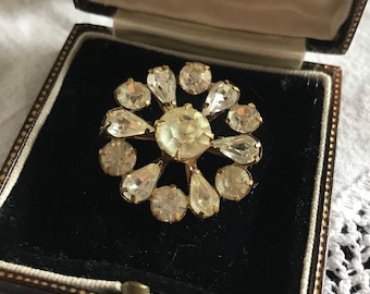 Broche vintage em pedra transparente - art nouveau