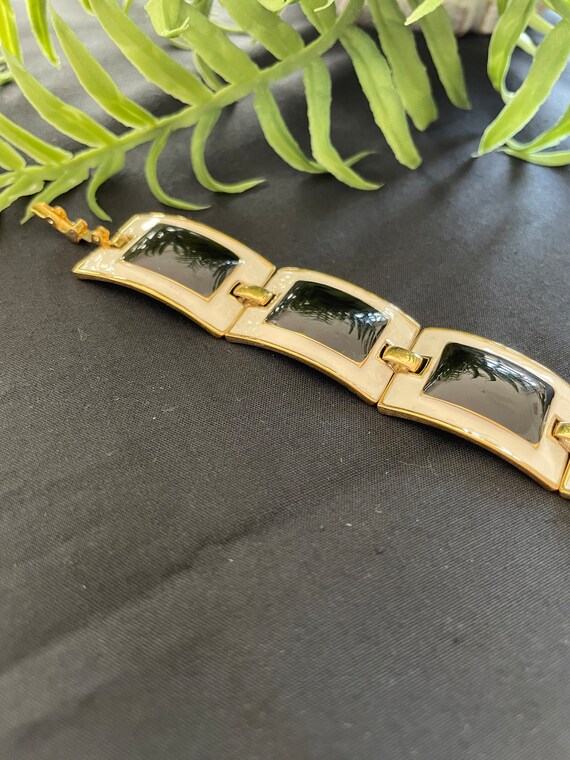 Vintage Joan Rivers bracelet- enamelled , geometr… - image 4