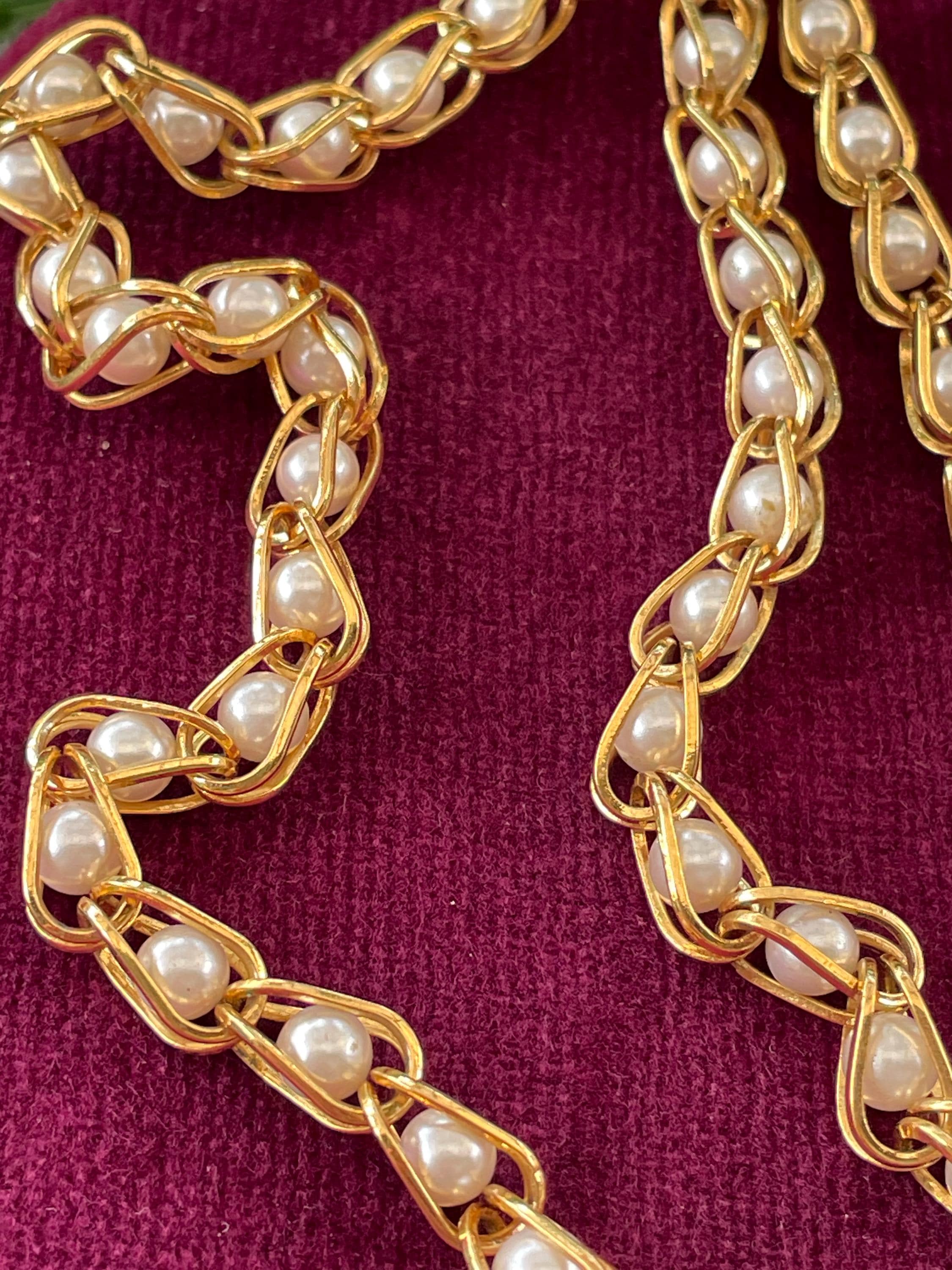 Vintage Necklace Napier Necklace Gold Plated Faux Pears Inside