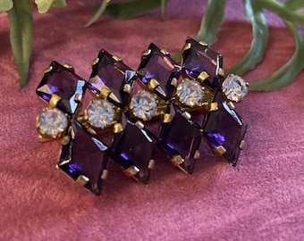 Vintage paste amethyst and paste diamond brooch