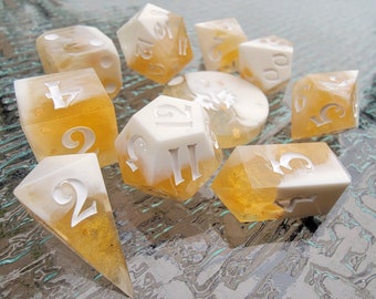 Handcrafted DnD Dice Set - Sharp Edge - Tales and Taverns - 10 Piece Set