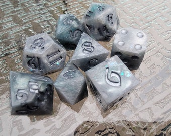 Handcrafted DnD Dice Set - Sharp Edge - The Dead Sea - 8 Piece Set