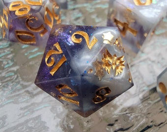 Handcrafted DnD Dice Set - Sharp Edge - Stolen Stars - 9 Piece Set