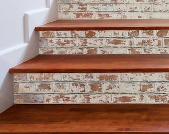 Rustic Brick Stair Riser Decal Set Peel and stick Removable stickers Vinyl Strips Stickers for Stairs Modern Urban Simple Decor