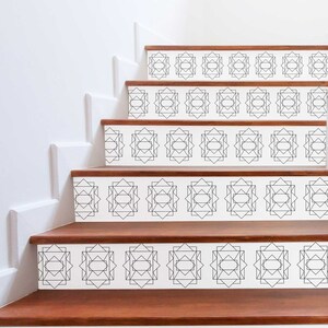 Stair Riser Decals Peel and stick Removable stickers Minimal Art Deco Geometric Pattern Vinyl Strips Stickers for Stairs Modern Simple Decor