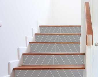 Reverse Chevron Stair Riser Decals Peel and stick Removable stickers Minimal Unique Vinyl Strips Stickers for Stairs Modern Simple Decor