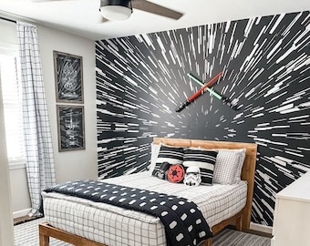 Hyperspace Wall mural Peel and stick Removable Decal Wallpaper Decor Kids Bedroom Stars Wars Wall Art Mural