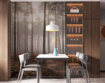 Serene Pines Wall mural Peel and stick Removable Decal Wallpaper Decor Bedroom Tree Wall Art Mural