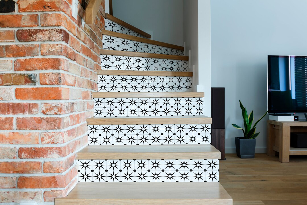 Riser Wraps Mosaic Star Stair Riser Decals Vinyl Strips Peel and Stick Stickers ...