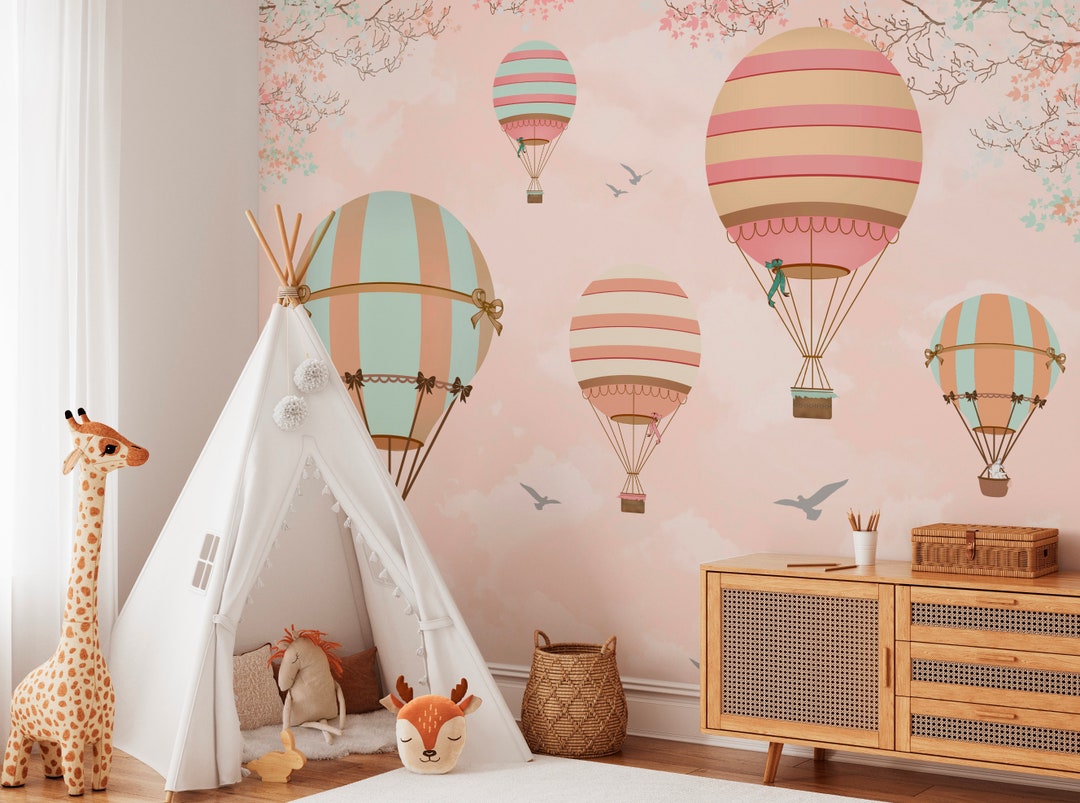 Hot Air Balloons Wall Mural Peel and Stick Removable Decal Wallpaper ...