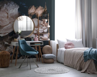 Dark Bouquet Wall mural Peel and stick Removable Decal Wallpaper Decor Bedroom Floral Wall Art Mural