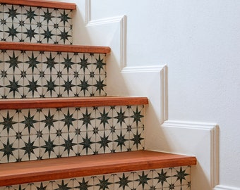 Star Stair Riser Decals Vinyl Strips North Star Scandinavian Modern Grunge Tile Peel and stick Removable stickers for Stairs Home Decor