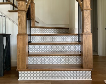 Leaf Outline Stair Riser Decals Vinyl Strips Minimalist Farmhouse Modern Peel and stick Removable stickers for Stairs Home Decor