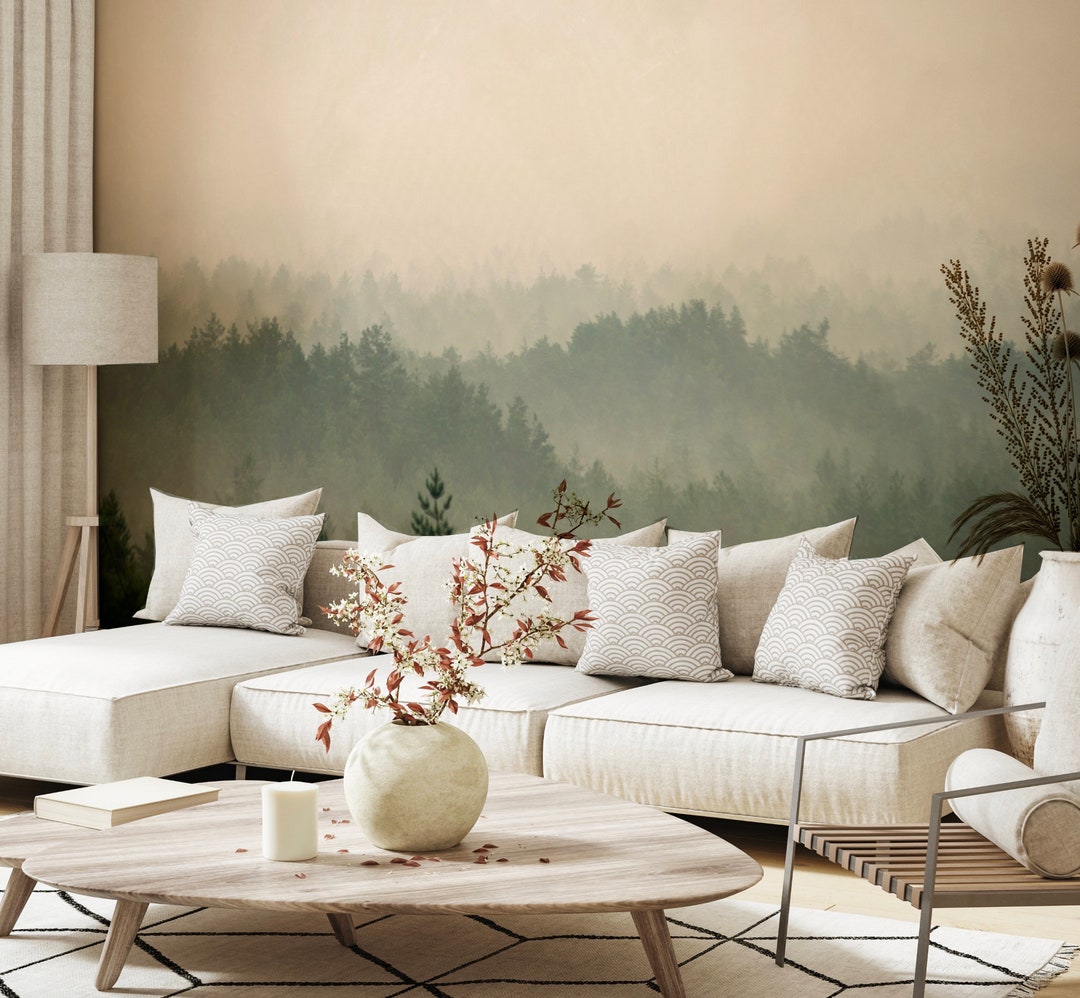 Warm Pines Wall Mural Peel and Stick Removable Decal Wallpaper Decor ...