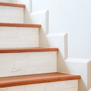 Whitewash Shiplap Stair Riser Decal Set Peel and stick Removable stickers Unique Vinyl Strips Stickers for Stairs Modern Simple Decor