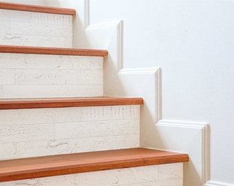 Whitewash Shiplap Stair Riser Decal Set Peel and stick Removable stickers Unique Vinyl Strips Stickers for Stairs Modern Simple Decor