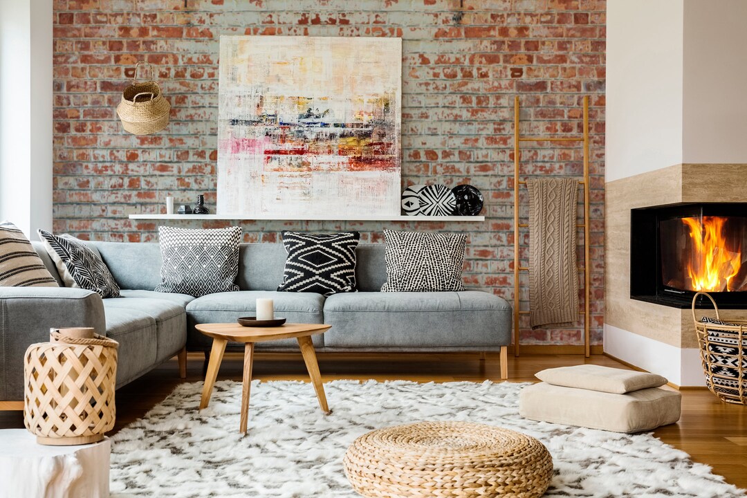 Brick Wall Mural Peel and Stick Removable Decal Wallpaper Decor Rustic ...