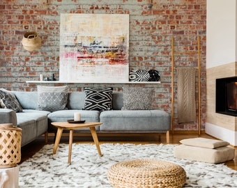 Brick Wall mural Peel and stick Removable Decal Wallpaper Decor Rustic Texture Realistic Painted Brick Backdrop Tiling Wall art