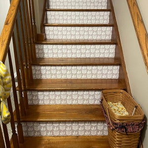 Blooming Leaves Stair Riser Decals Vinyl Strips Minimalist Farmhouse Modern Peel and stick Removable stickers for Stairs Home Decor