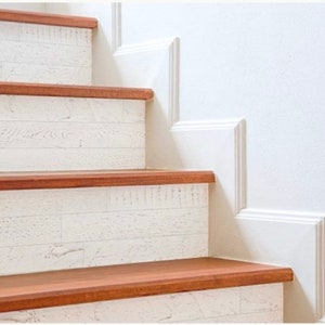 Whitewash Shiplap Stair Riser Decals Vinyl Strips Minimalist Farmhouse Modern Peel and stick Removable stickers for Stairs Home Decor
