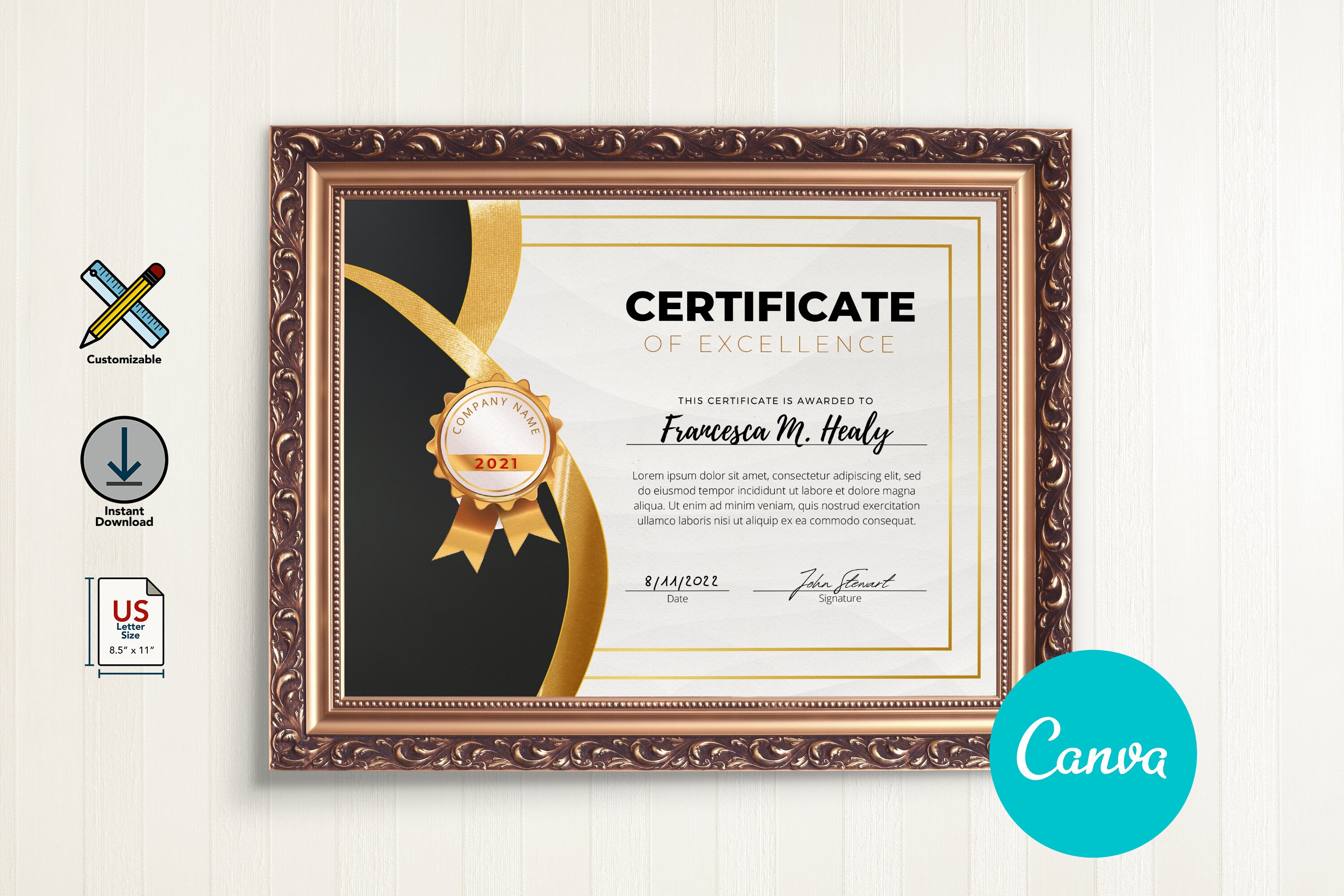 Champagne Award Certificate Templates By Canva Canva Awards Images