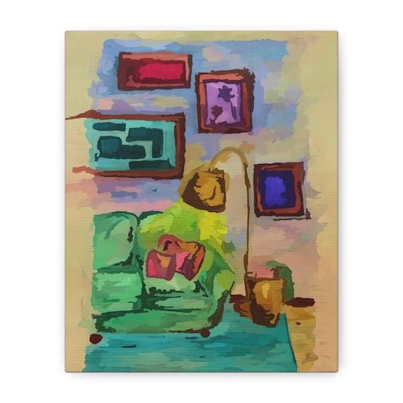 Colorful Eclectic Watercolor Art Matte Canvas Stretched 1.25"