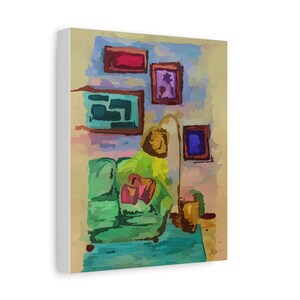 Colorful Eclectic Watercolor Art Matte Canvas Stretched 1.25" image 6