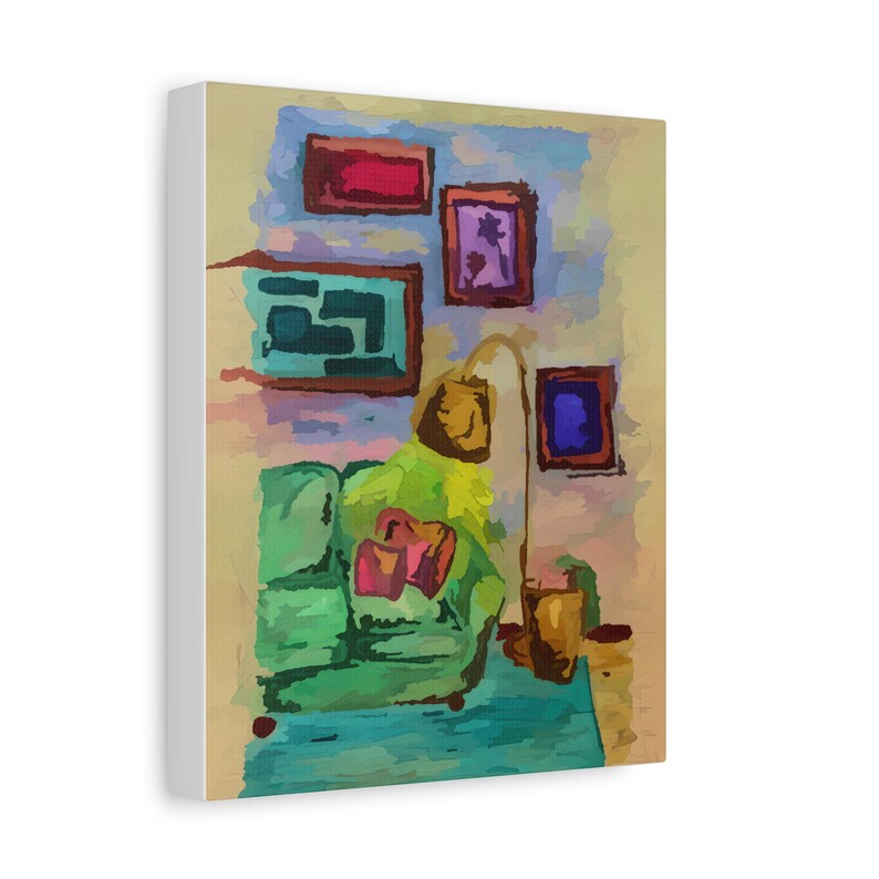 Colorful Eclectic Watercolor Art Matte Canvas Stretched 1.25" image 6