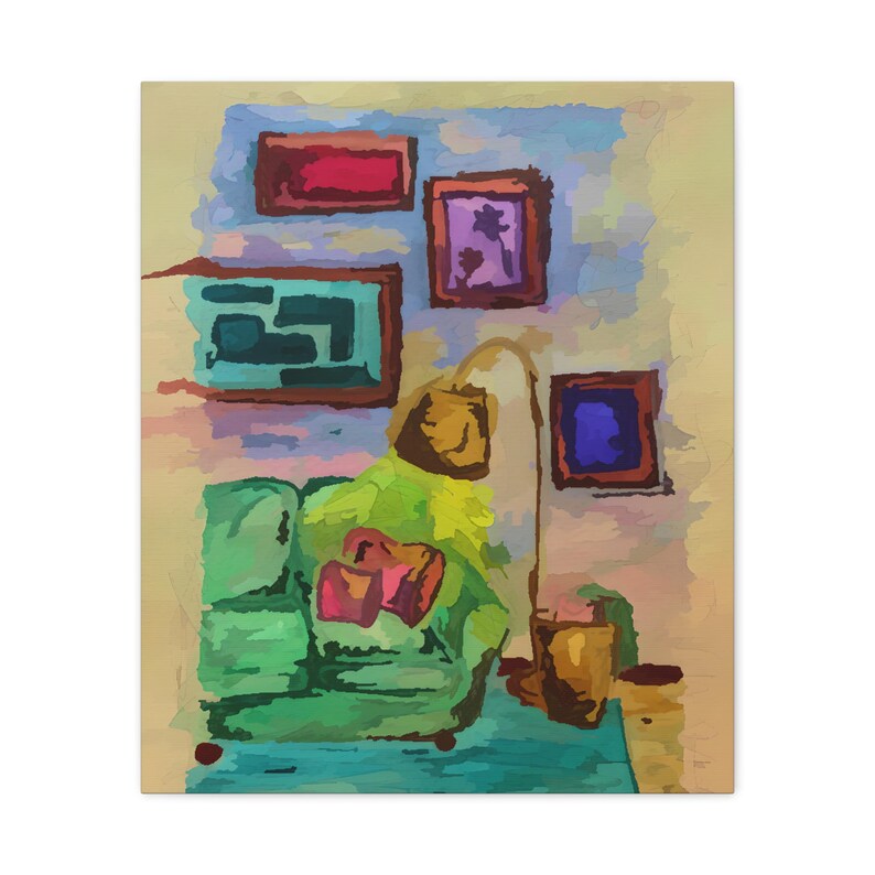 Colorful Eclectic Watercolor Art Matte Canvas Stretched 1.25" image 4