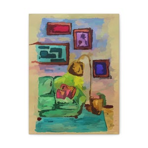 Colorful Eclectic Watercolor Art Matte Canvas Stretched 1.25" image 2
