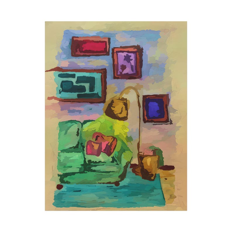 Colorful Eclectic Watercolor Art Matte Canvas Stretched 1.25" image 5