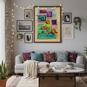 Colorful Eclectic Watercolor Art Matte Canvas Stretched 1.25" image 7