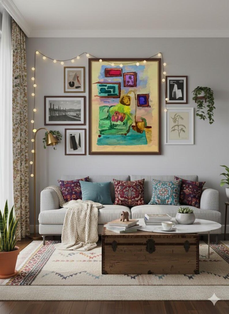 Colorful Eclectic Watercolor Art Matte Canvas Stretched 1.25" image 7