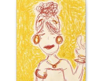 Colorful Oil Pastel Canvas Art: Quirky Portrait Painting