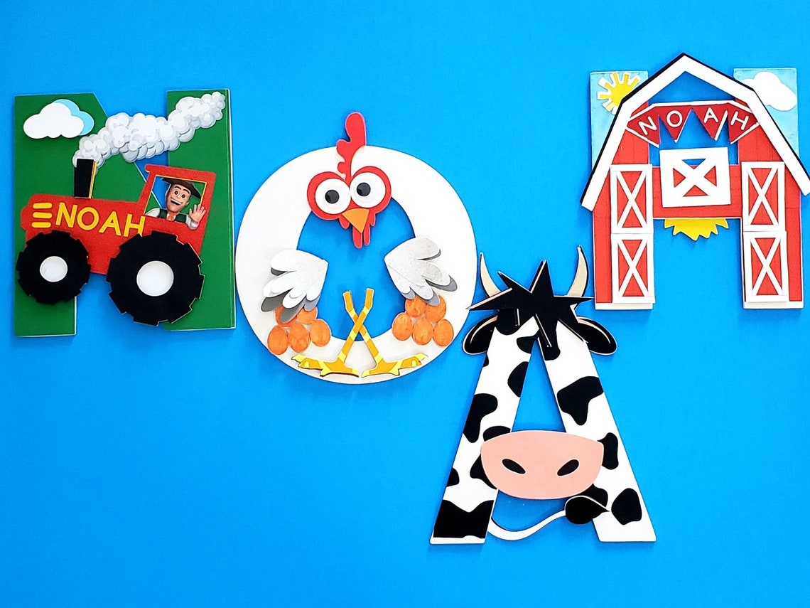 Cumpleaños temático de corral / Letras de animales de granja | Etsy