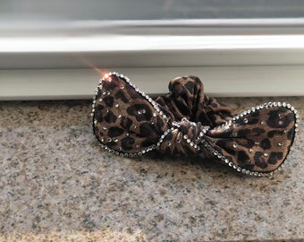 Lux Premium Oski Crystal Embellished Leopard Hair Tie
