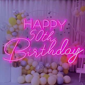 Insegna al neon Buon compleanno Insegna al neon personalizzata Insegna al neon per cinquantesimo compleanno Decorazione da parete Insegna al neon Arte Insegna al neon a led Insegna al neon personalizzata con nome