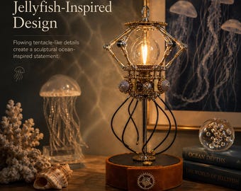 Gothic Lamp Camping Lamp Steampunk Jellyfish Desks Table Lamp -Touch Control Vintage Light for Living Room -Bedroom Dresser Home Decor