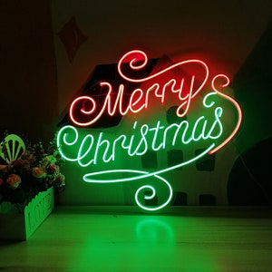 Custom Neon Sign Merry Christmas Neon Sign Decor Neon Sign Art Neon Sign Wall Decor Neon Light Sign For Wall Personalized Neon Sign image 1