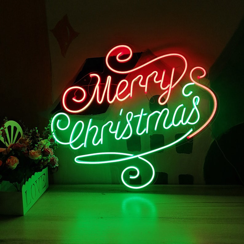 Custom Neon Sign Merry Christmas Neon Sign Decor Neon Sign Art Neon Sign Wall Decor Neon Light Sign For Wall Personalized Neon Sign image 1