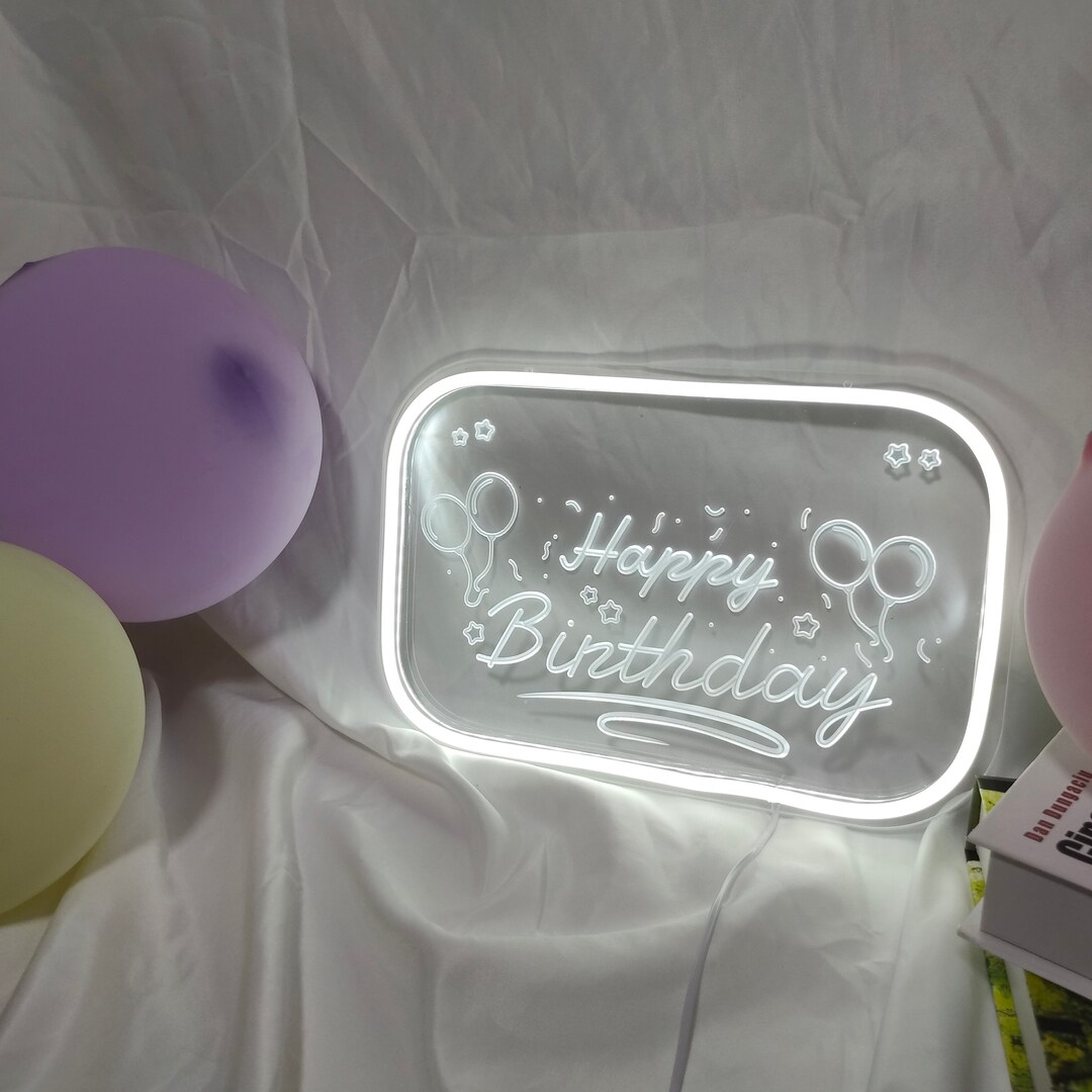 Happy Birthday Neon Sign Custom Night Light Personalized Gifts Bedroom ...