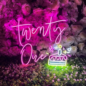 Neon Sign Custom, Twenty One Neon Sign, 21e Happy Birthday Signs, Bar Neon Sign Art, Neon Light, Led Neon Sign, Neon Name Sign Decor