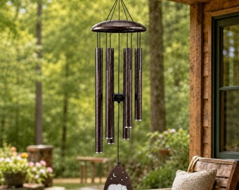 Dad Wind Chimes -My First Hero Bear Pattern Hammered Metal Wind Chime - Memorial Wind Chime-Meaningful Father’s Day Gift for Dad