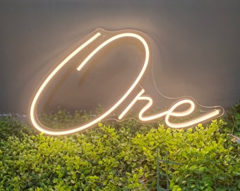One Neon Sign,Neon Sign Custom,Happy Birthday Neon Sign,Personalized Gifts ,Baby Shower, Gender Reveal,Neon Light Led Wall Decor One Sign