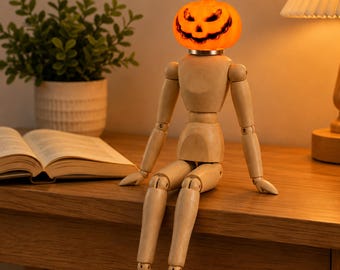 Pumpkin Table Lamp -Halloween Decorative Lights- Artistic Flexible Night Light- Desktop Lamp for Home/ Bar/Cafe & Art Decor