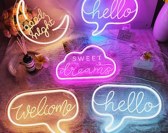Neon Signs Mini Neon Sign Bedroom Custom Name Quate Kids Heart Small Sweet Dreams Room Wall Decoration Small Tabletop Custom Neon Sign